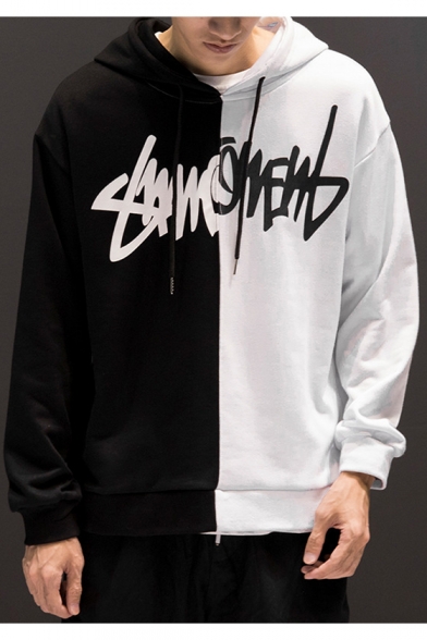 Hip Hop Style Letter Graffiti Fashion Colorblock Long Sleeve Casual Hoodie