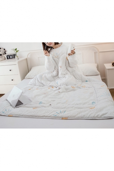Multifunction Warm Wearable Quilt Sleeves Portable White Lazy Sofa Blanket 1.5*2.0M