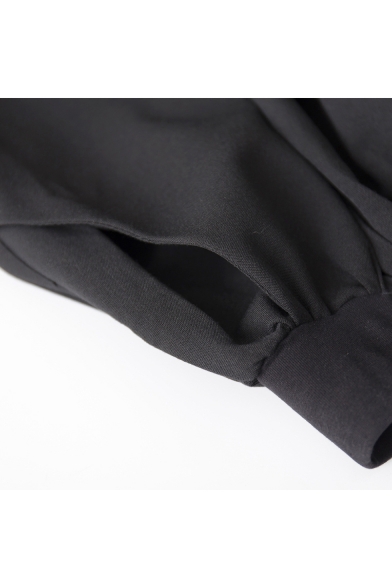 New Trendy Elastic High-Rise Fashion Cartoon Dog Embroidered Black Midi A-Line Pleated Skirt