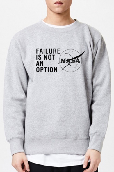 Round Neck Long Sleeve Letter FAILURE IS NOT AN OPTION Printed Unisex Sweatshirt