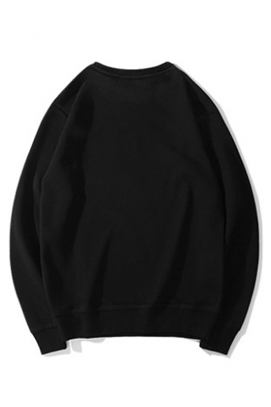 Simple Long Sleeve Round Neck Pattern Sports Sweatshirt