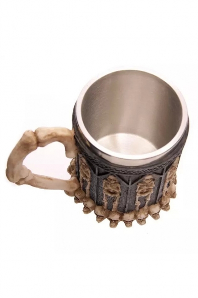 3D Cool Polyresin Skeleton Pattern Stainless Steel Black Coffee Milk Mug 9*10.5CM