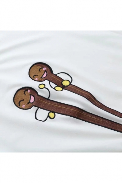 Cartoon Chopsticks Pattern Round Neck Long Sleeve Sweatshirt