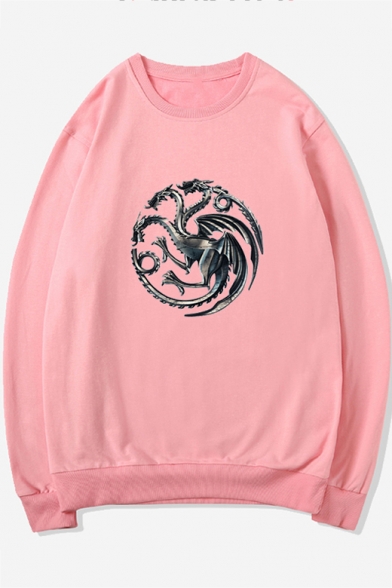 Game of Thrones Series Pattern Long Sleeve Round Neck Relaxed Sweatshirt