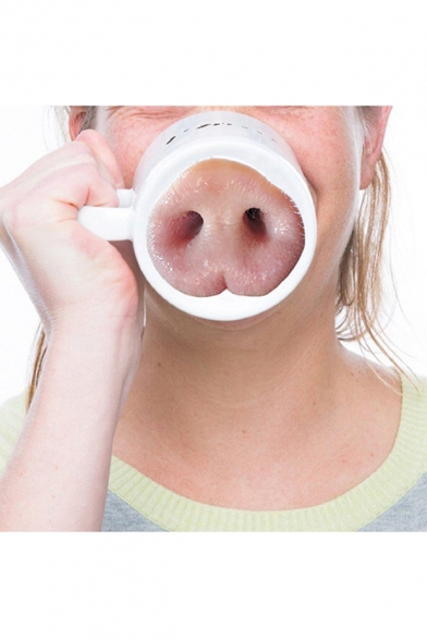 Funny White Letter Pig Nose Pattern Ceramic Mug 8.5*12.5CM
