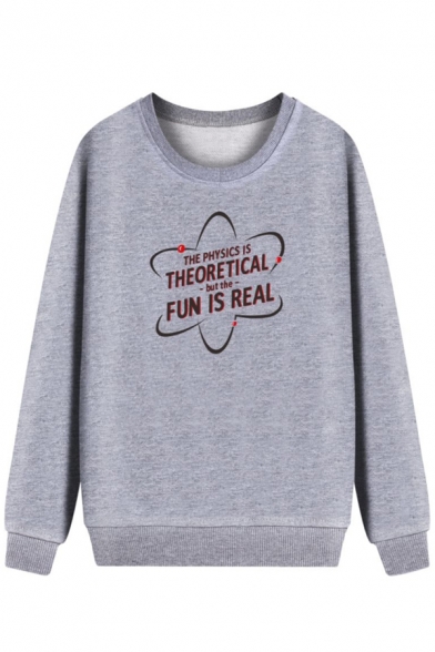 THEORETICAL DUN IS REAL Printed Long Sleeve Round Neck Relaxed Sweatshirt