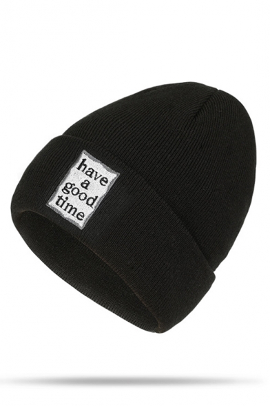 Winter Warm Letter HAVE A TIME Printed Unisex Knit Hat Beanie