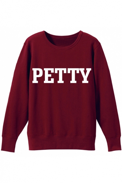 Hot Fashion Long Sleeve Round Neck Letter PETTY Pattern Sweatshirt for Girls