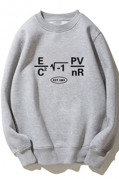 Unisex Long Sleeve Round Neck Formula Printed Cozy Sweatshirt