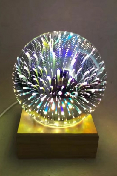 USB Charging 3D Fireworks Glass Dome Night Lamp