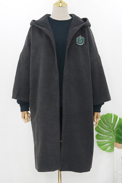 Fashion Harry Potter University Badge Chest Long Sleeve Hooded Overcoat
