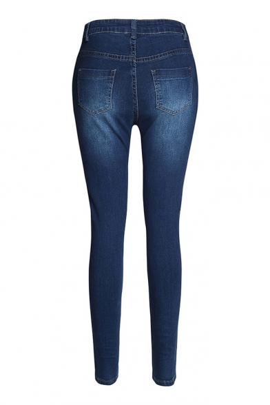 Hot Fashion High-Rise Basic Solid Stretch Skinny Fit Jeans for Women