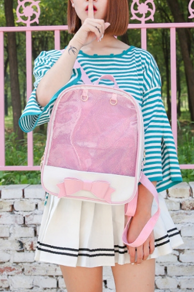 Lovely Fashion Bow-Embellished Sheer Layered Simple Chic Girls' Backpack