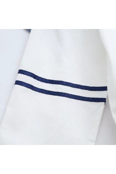 New Arrival Long Sleeve Navy Collar Striped A-Line Mini Dress