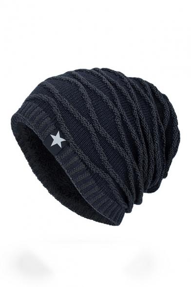 New Arrival Star Patched Cable-Knit Beanie for Men