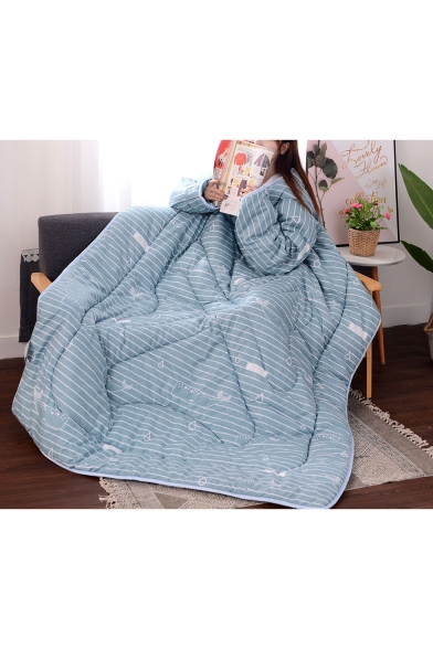 Winter New Arrival Warm Plush Quilt with Sleeves Striped Lazy Sofa Blanket 180*220CM
