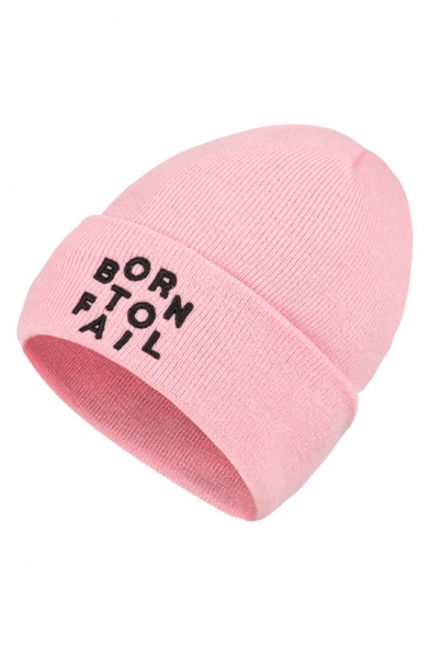 Letter Printed Wool Knit Unisex Beanie Hat