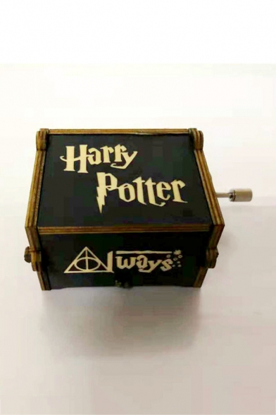 New Arrival Classic Harry Potter Carved Wooden Hand Cranked Black Music Box 6.5*5.2*4.2CM