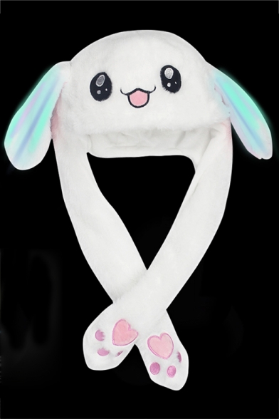 Novelty Cute Cartoon Rabbit Printed LED Light Up Ear Popping Up Magic Hat