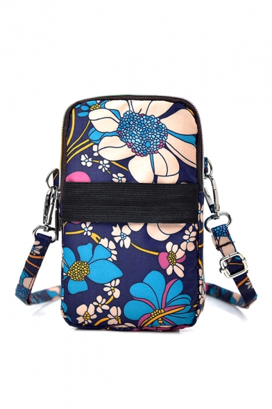 Unique Floral Printed Zip Closure Bag for Girls 18cm*10cm*3cm