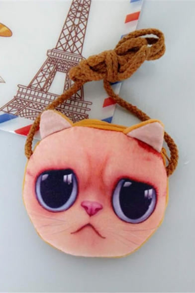Cute Cartoon Cat Printed Leisure Zip Closure Coin Pouch