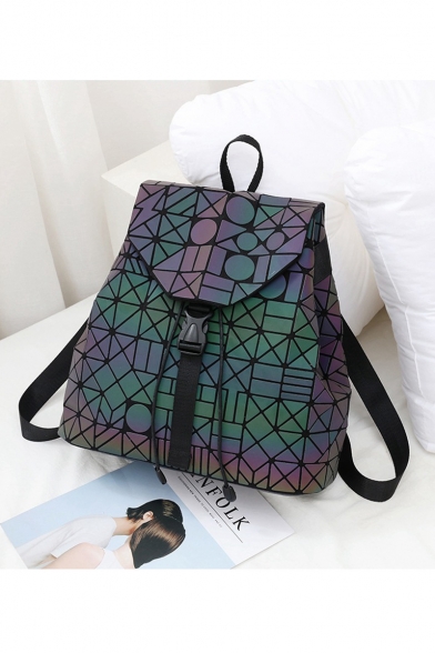 Exclusive Laser Design Geometric Pattern Backpack for Girls