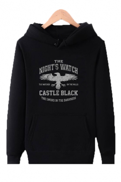 Long Sleeve Letter THE NIGHT'S WATCH Printed Loose Leisure Hoodie for Men