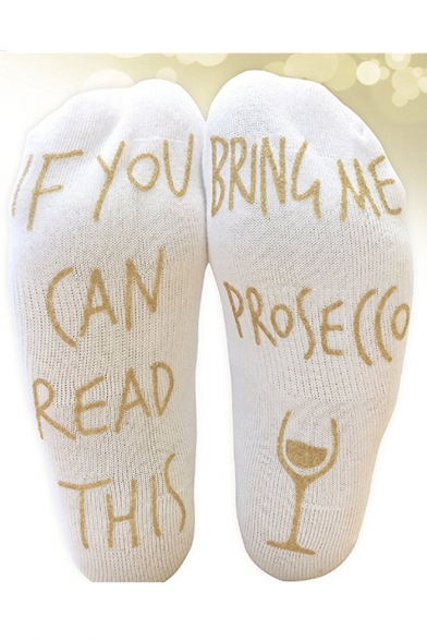 New Arrival Wine Glass Letter BRING ME PROSE Pattern Socks