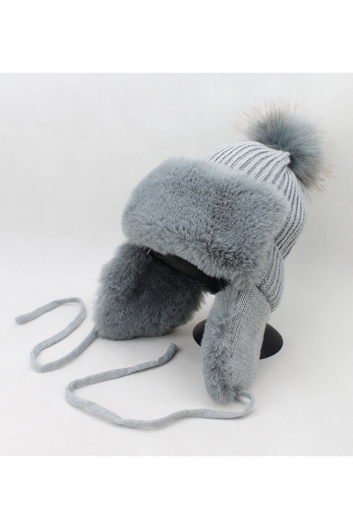 Winter's Warm Windproof Weather Proof Pompom Embellished Earflap Outdoor Beanie Hat