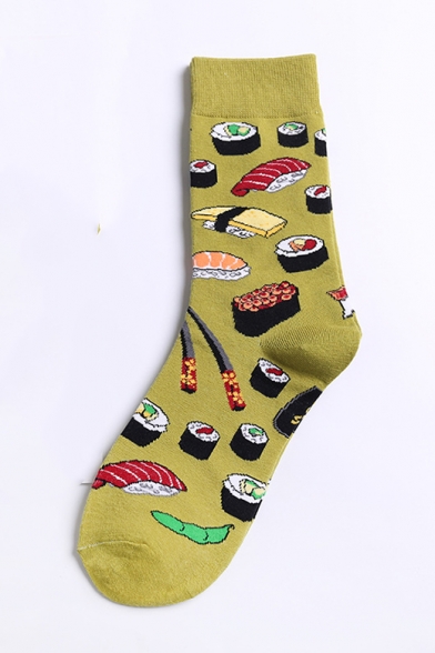Funny Cartoon Sushi Printed Unisex Sports Cotton Socks