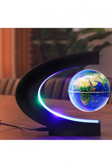 Globe Map Leviation Floating LED Rotating Light Home Office Ornament