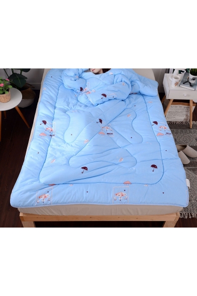 Lazy Wearable Quilt with Sleeves Umbrella Printed Plush Sofa Blanket 180*220CM
