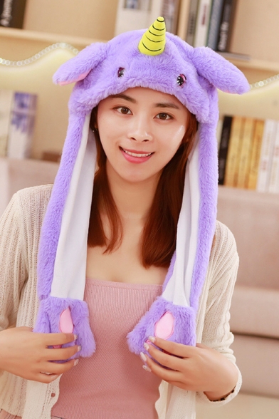 Tik Tok Cute Unicorn Moving Ear Purple Hat Cap