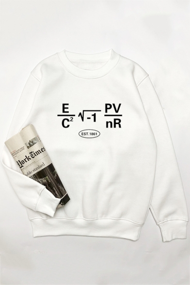 Unisex Long Sleeve Round Neck Formula Printed Cozy Sweatshirt
