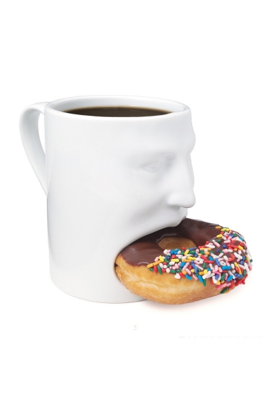 White Unique Cookie Coffee Dunk Mug Cup Breakfast Ceramic Mug with Holder