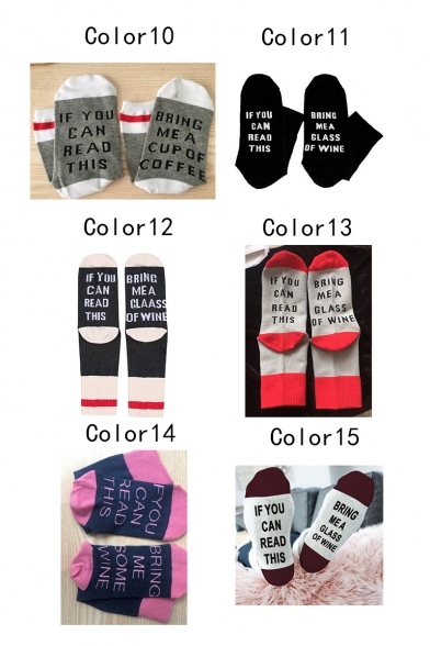 Colorblock Letter IF YOU CAN READ THIS BRING Pattern Cotton Socks