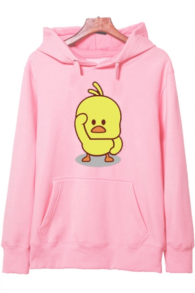 

Cotton Long Sleeve Yellow Duck Drawstring Hoodie for Couple, Black;pink;white;yellow;grey