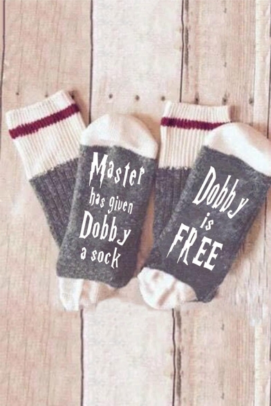 Leisure Warm Cotton Letter MASTER HAS GIVEN DOBBY A SOCKS Printed Socks