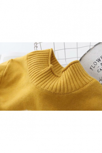 Long Sleeve Mock Neck Bulb Letter Embroidered Loose Sweater