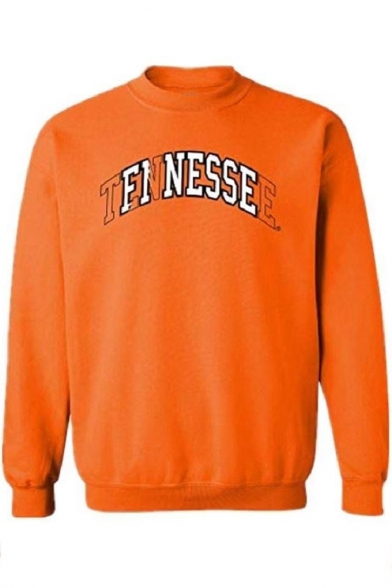 Orange Mock Neck Long Sleeve Fashion Letter Printed Men's Leisure Sweatshirt