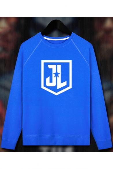 Simple Letter JL Printed Long Sleeve Round Neck Leisure Unisex Sweatshirt