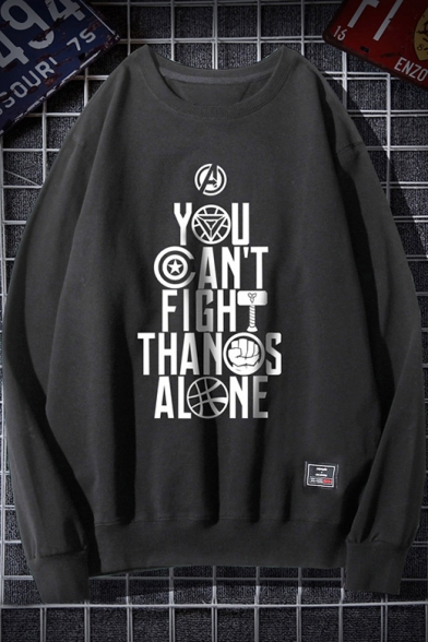 YOU CAN'T FIGHT Printed Long Sleeve Round Sweatshirt