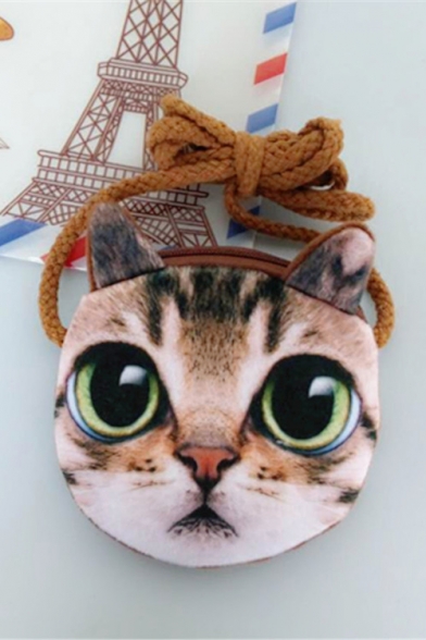Cute Cartoon Cat Printed Leisure Zip Closure Coin Pouch