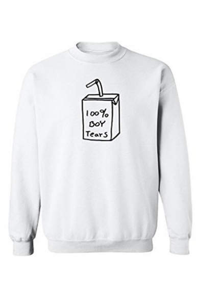 New Trendy Long Sleeve Round Neck Milk Pattern Cozy Sweatshirt for Men