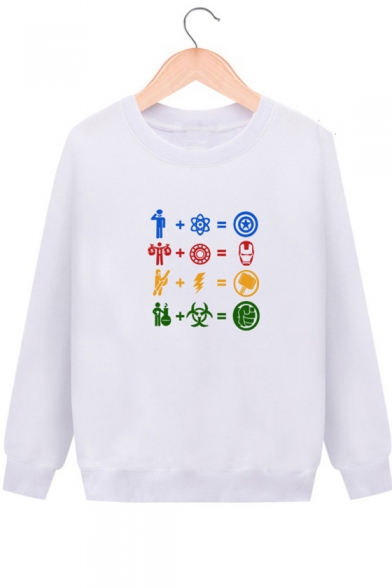 Thick Long Sleeve Round Neck Pattern Cotton Sweatshirt for Juniors