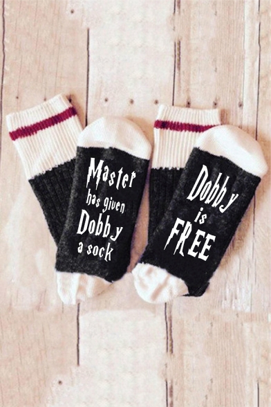 Leisure Warm Cotton Letter MASTER HAS GIVEN DOBBY A SOCKS Printed Socks