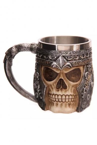 Black 3D Skull Printed Stainless Steel Polyresin Mug
