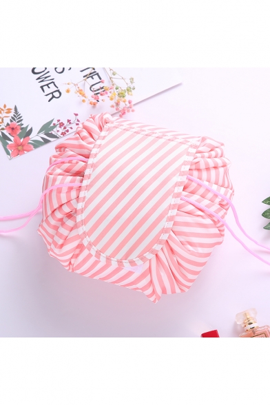 Fashion Cute Flamingo Printed Waterproof Drawstring Velcro Tape Cosmetic Pouch Make Up Bag
