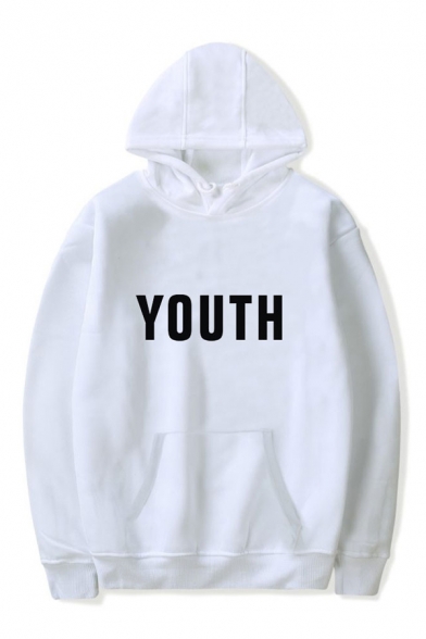 Fashion Letter YOUTH Pattern Long Sleeve Casual Loose Fitted Sports Hoodie