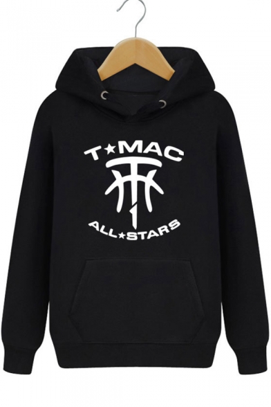 New Arrival Letter ALL STARS Printed Long Sleeve Slim Fitted Hoodie